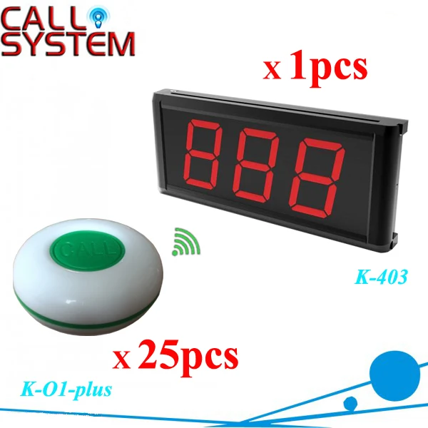 Restaurant pager waiter calling system 1 big display panel K-403 with 25pcs single-key waterproof buzzer