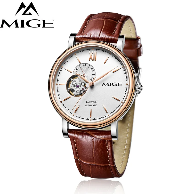 MIGE модные часы Механические наручные 24 часа Tourbillion синтетический сапфировый