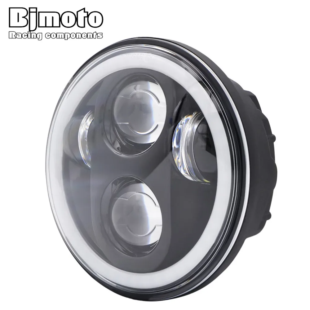 BJMOTO 5-3/4 дюймов Светодиодные фары для мотоцикла H4 RGB Phare Farol Moto для Harley Sportster Iron 883 1200 Dyna Street Bob противотуманные фары