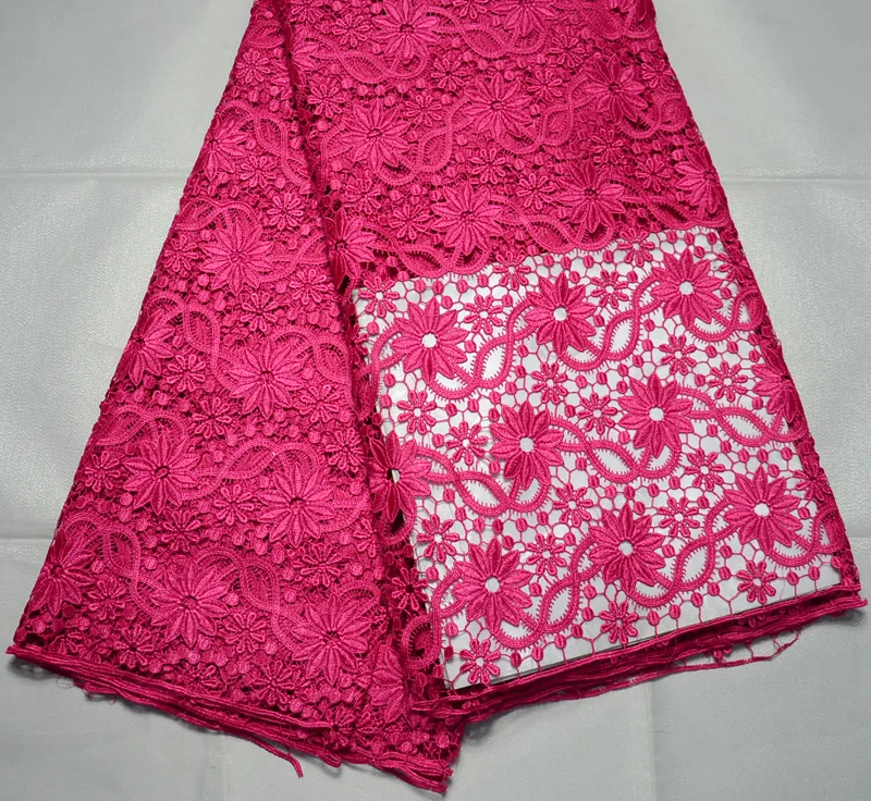 African fushia Guipure Lace Fabrics 2016 For Sewing Nigerian Wedding