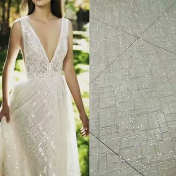 

2018 New Fashion African Net Lace French Laces Fabrics High Quality Nigerian Net Lace With Sequins For Sewing Women Dress JNL3
