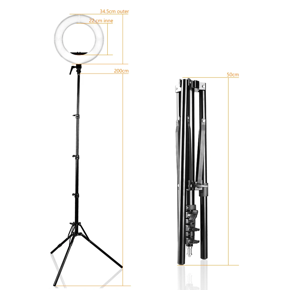  TRAVOR RL-12 196 LED 45W LED Ring Light Dimmable Ringlight 3200K 5500K Photography Ring Light Lamp  - 32827694307
