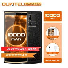 Oukitel K7 6,0 «18:9 Дисплей мобильного телефона Android 8,1 4G Оперативная память 64G Встроенная память 10000 mAh Quick Charge MTK6750T отпечатков пальцев двойной сзади Камера