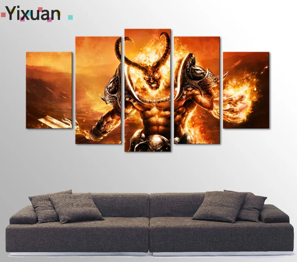 Online Get Warcraft Art Aliexpress Com Alibaba Group 5 Panel World Of Warcraft Game Poster Wall Art Picture Home Decoration Living Room Canvas Print