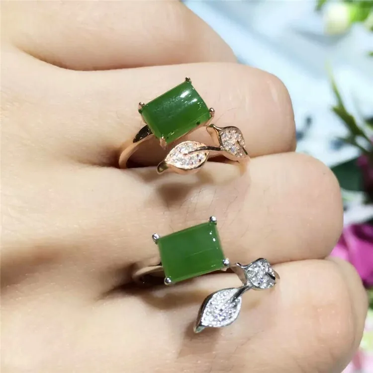 KJJEAXCMY fine jewelry 925 чистого серебра декор природной яшмы женский кольцо ювелирных камней простой листьев растений дизайн