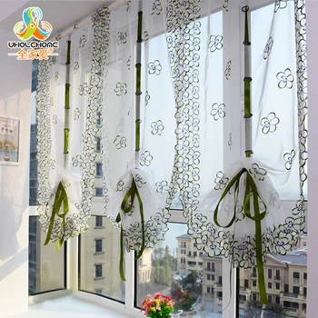 

Window Roman Curtain Purple Floral Pastoral Tulle Embroidered Sheer Window Curtain Screening For Kitchen Living Room Bedroom