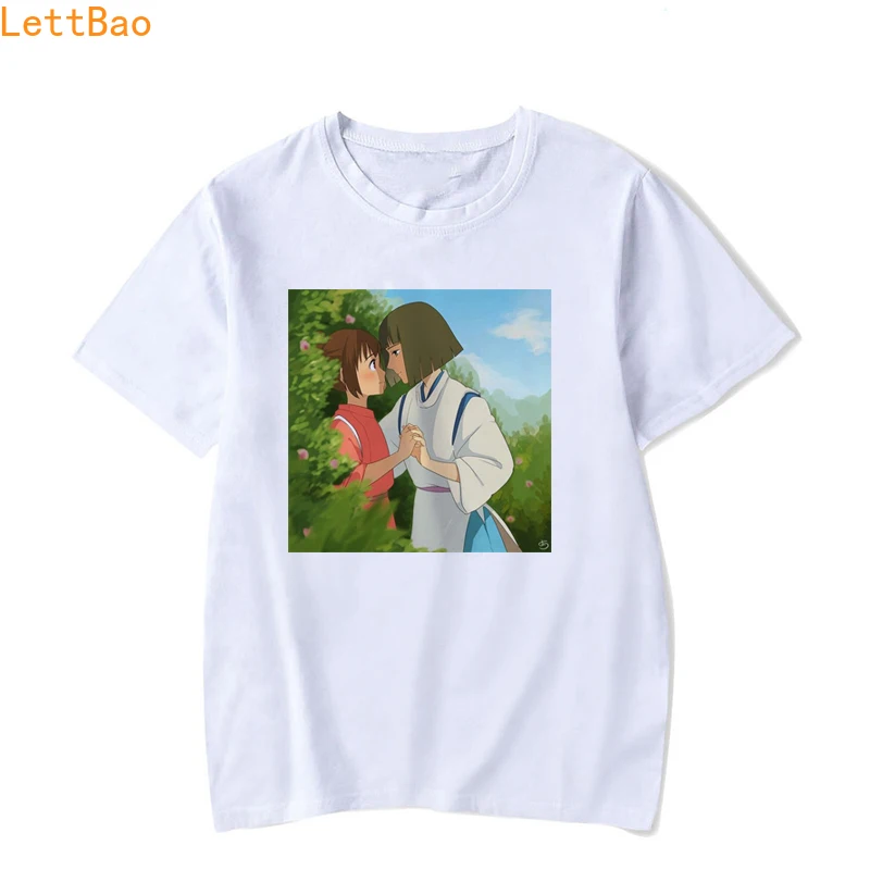 

Studio Ghibli Miyazaki Hayao Spirited Away No Face Man Faceless Totoro T Shirt Men Women white Cotton tops 90s aesthetic T-Shirt