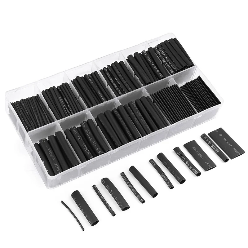 

532pcs Ratio 2: 1 Insulation Protection Flame Retardant Heat Shrink Tube Wire Kit Set 8 Size-Black