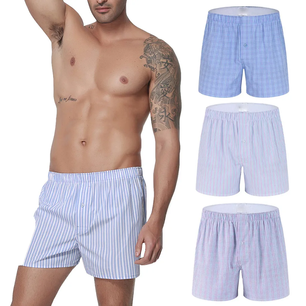

Men Underwear Boxers Plaid Loose Shorts Men Panties Cotton Soft Large Arrow Pants At Home Underwear Classic Basics Men pajamas