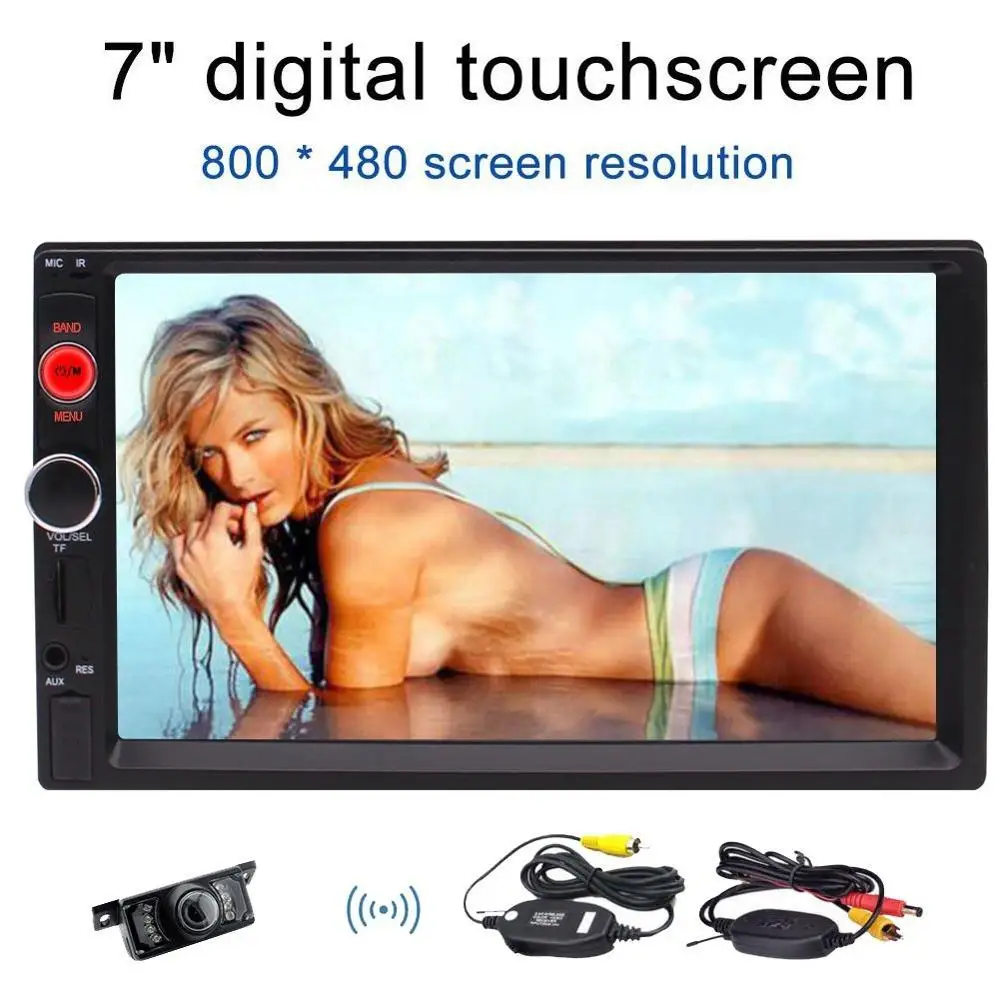 

Wireless Camera+Double Din 7'' Car MP5 Player Car Stereo Autoradio Bluetooth Car Radio FM Remote Control Aux audio Video Player