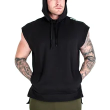 Осенняя мода тренажерные залы тренировочная Толстовка Топы на бретелях для мужчин без рукавов тонкие толстовки мужские Бодибилдинг сплошной Повседневная брендовая одежда