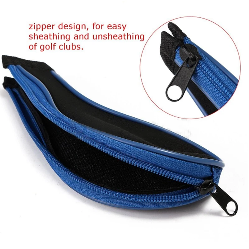 High Quality 12Pcs Rubber Neoprene Golf Head Cover Golf Club Iron Putter with Zipper Long Neck Protect Set Number Printed