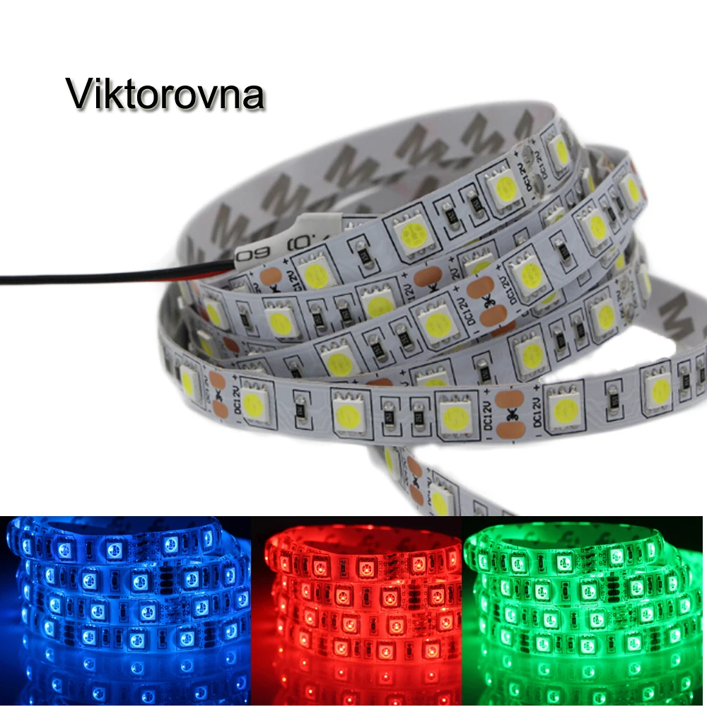 Суперъяркая Светодиодная лента 5050 SMD RGB 1 5 м 60 светодиодов/м 12 В постоянного тока