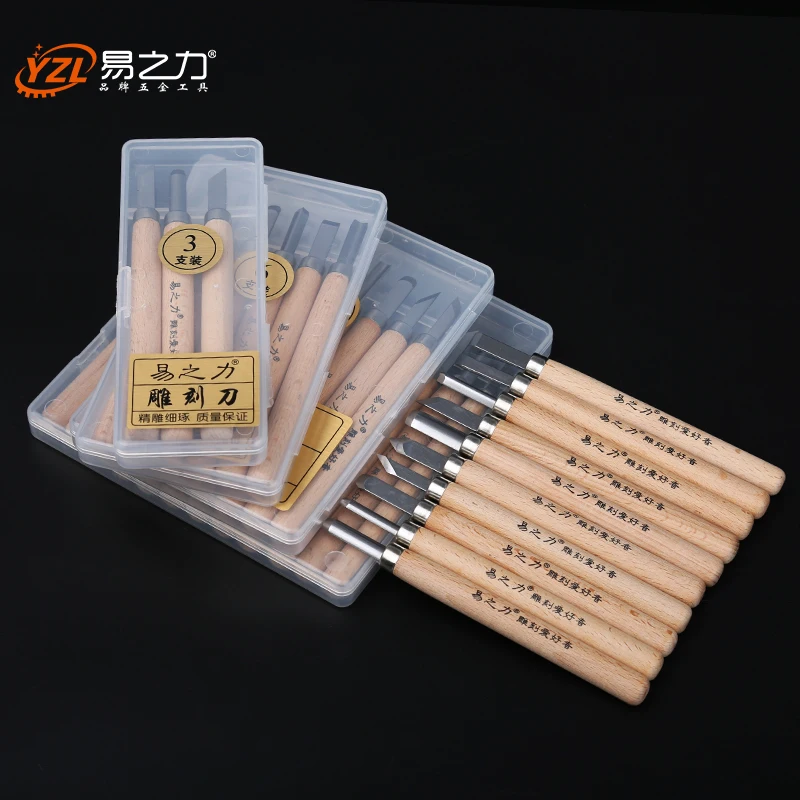 12pcs Woodcut Knife Wood Carving Tools Woodworking Hand Tool Set Hobby Arts Crafts Knife DIY Rubber