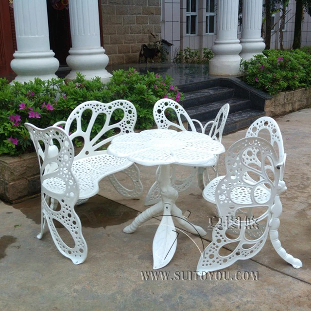 4 Piece Erfly Cast Aluminum Dining Chair And Table Patio 4 Piece Erfly Cast Aluminum Dining Chair And Table Patio Furniture Garden Outdoor