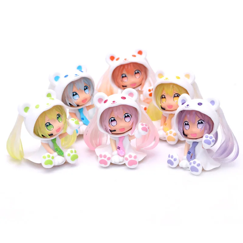

Kawaii Anime Vocaloid Hatsune Miku Sakura Cute Bear Miku PVC Action Figure Collectible Model Doll Kids Toys 6 Colors