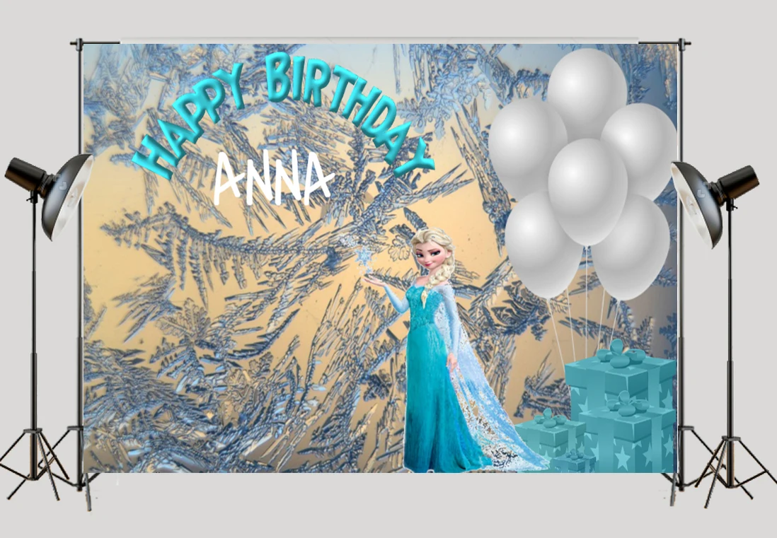

HUAYI Frozen Customized baby shower backdrop for girls photography backdrops Photo Background birthday banner backdrop Sm-096