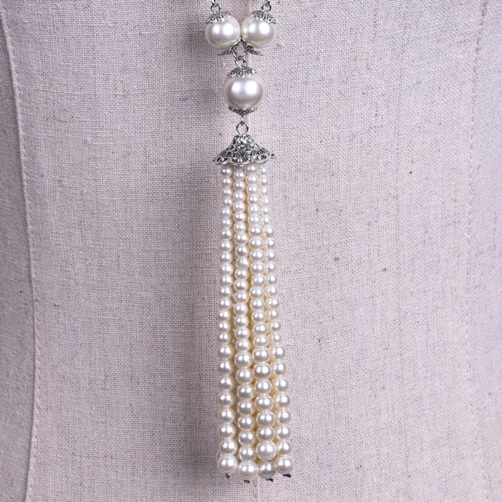 Длинное жемчужное ожерелье, жемчужная подвеска с кисточкой ожерелье, жемчужное бисерное ожерелье, многослойное жемчужное ожерелье