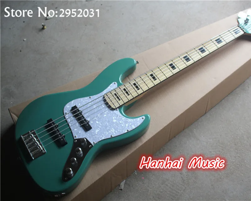 

Hot Sale Custom 5-String Bass Guitar with Blue Color Body,White Pearl Pickguard,Maple Fretboard and can be Customized