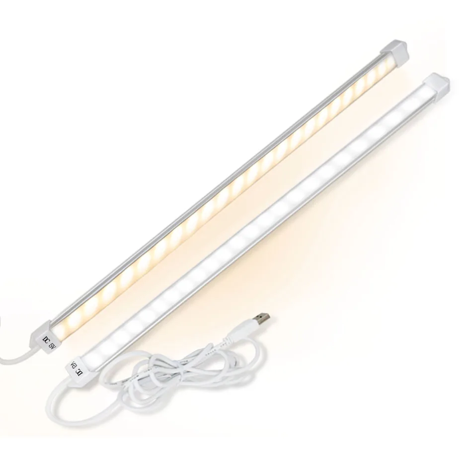

Portable USB LED Cabinet Light DC 5V Hard wall lamp tube 18cm 35cm Reading Desk light with button For Kitchen Night Lighting A1