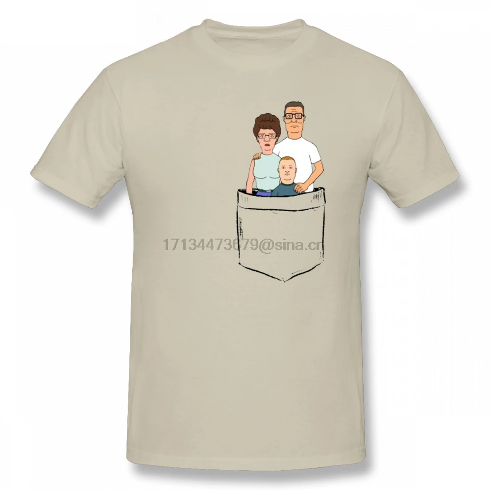 

King of the Hill Pocket Hiphop T Shirt Camiseta T-shirts For Men O-neck Cotton Plus Size Short Sleeve T Shirts
