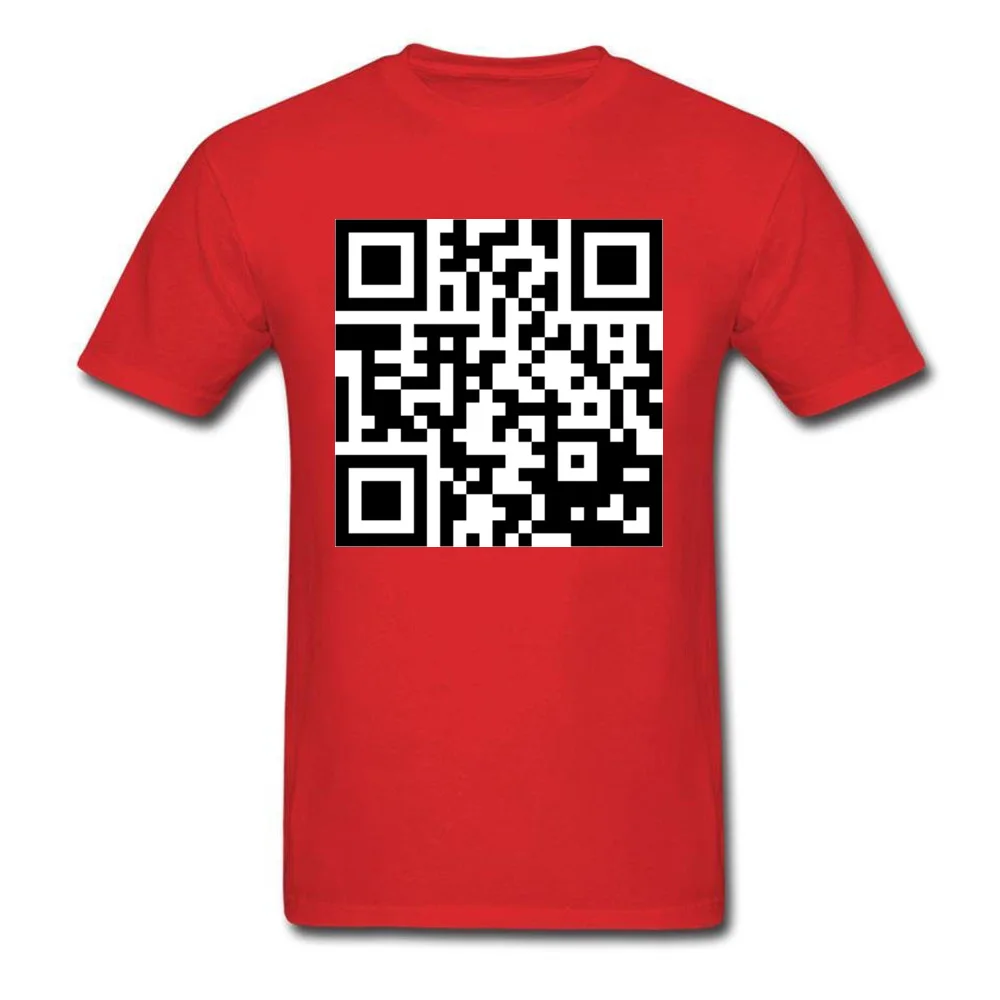 QR Code Top T-shirts Casual Short Sleeve Fashionable Crewneck 100% Cotton Tops Shirt Street Clothing Shirt for Boys Summer Fall QR Code red