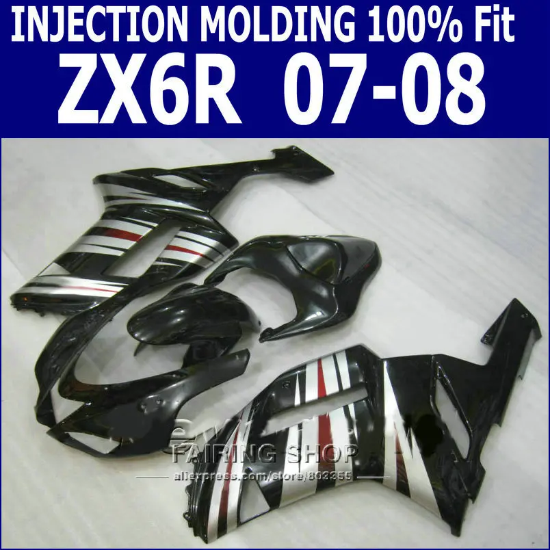 100% Применимость zx6r 2007 2008 обтекатель комплект для Kawasaki Ninja 07 08 Бесплатная
