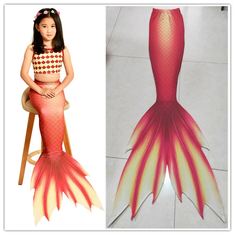 

2019 Real photos Kids Girls mermaid tail with Filpper fin mermaid Swimmable Cosplay Summer Swimsuit Beach Vacation Fancy Tails