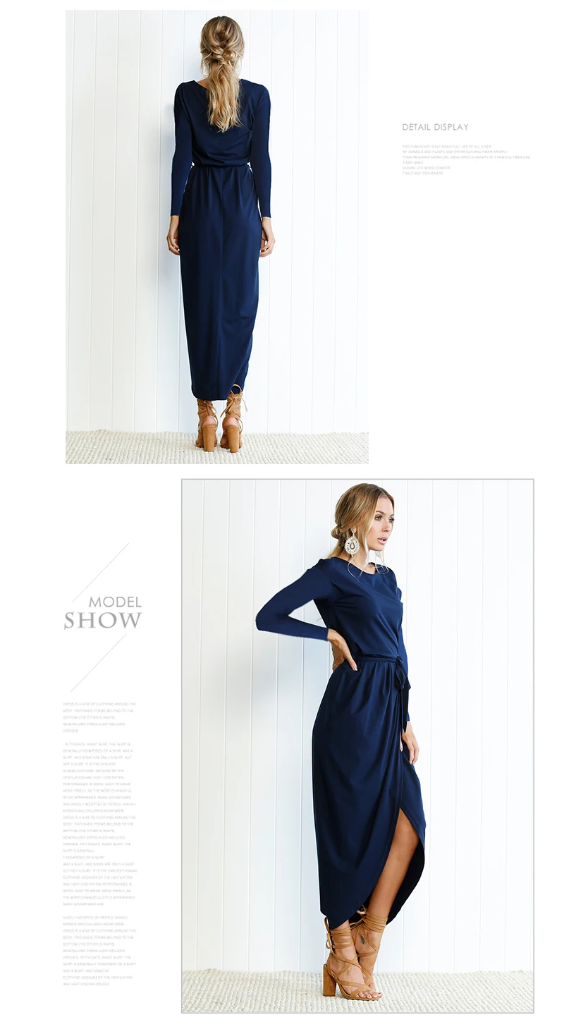 Autumn Bodycon Dress Women Sexy Split Bandage Long Sleeve Plus Size Casual Vestidos Mujer 2018 Maxi Asymmetrical O-neck Dresses  (44)