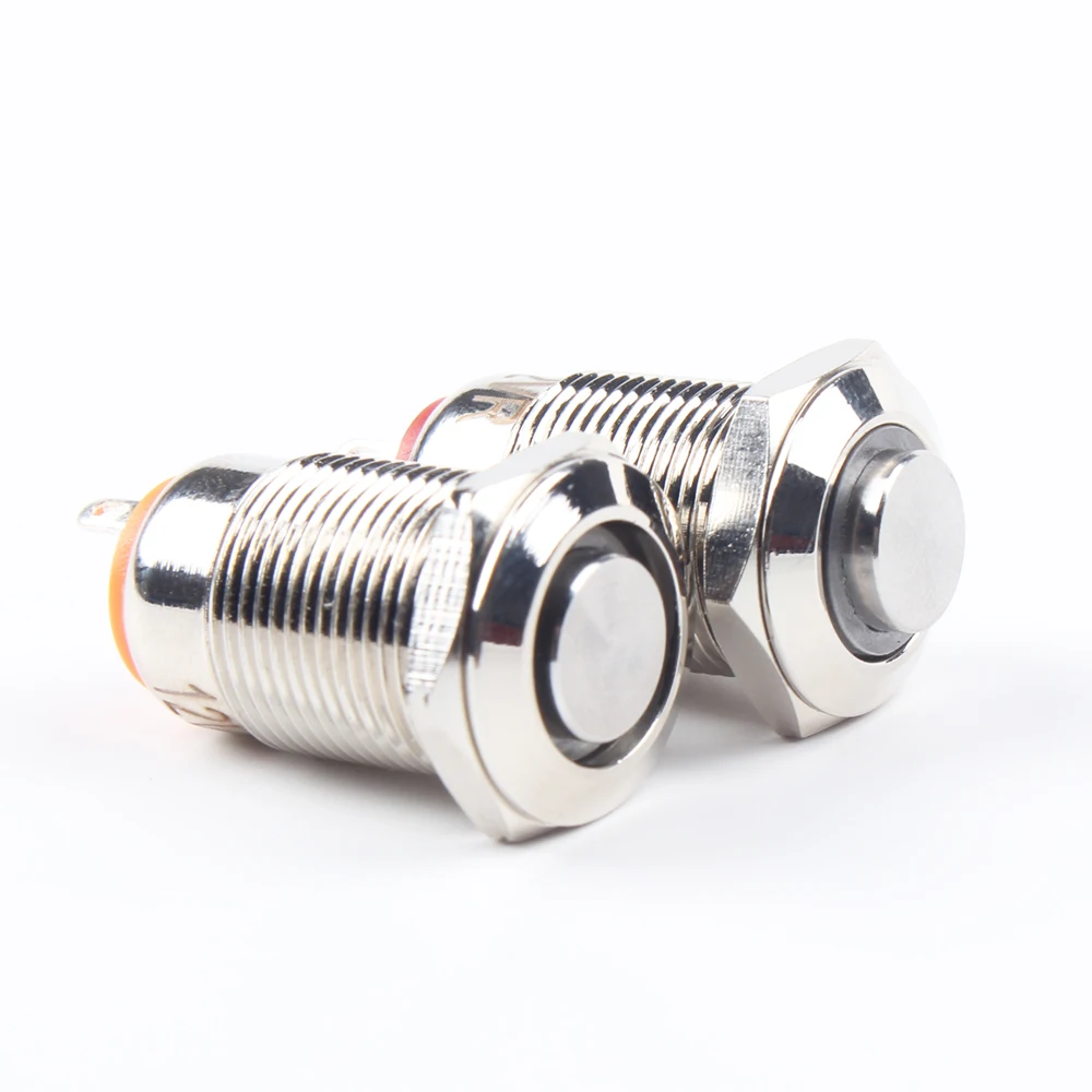 12mm metal push button waterproof self-locking nickel brass switch ring illuminated Latching 12GTHX.S 3V 12V 220V 24V 110V 5V 6V