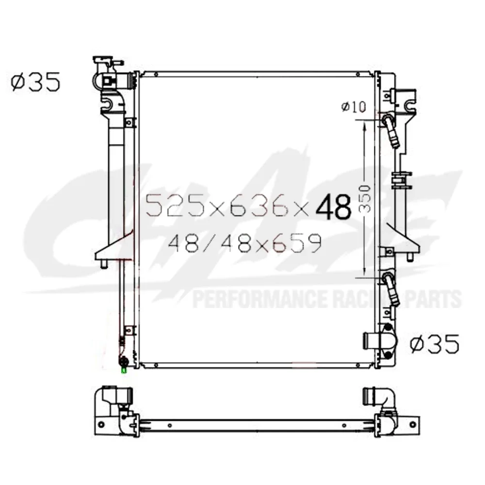 Алюминиевый радиатор для Mitsubishi Montero Sport/Pajero Sport/L200'07-/G200'04-AT MT 48 мм OEM: MN222330