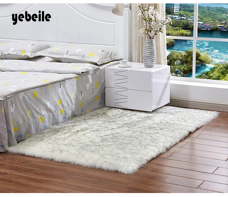 Yebeile роскошный квадратный мягкий овчина пушистый areaarug искусственный белый меховой ковер лохматый длинный волос сплошной мат гостиная сиденье домашний декор