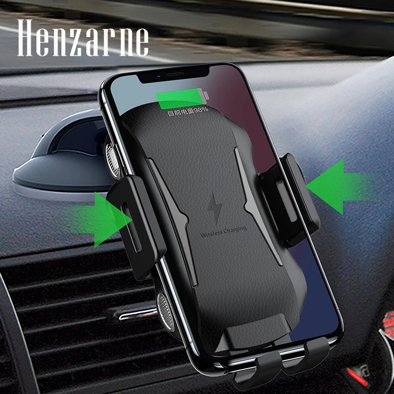 

Henzarne Car Mount Qi Wireless Charger For iPhone XS Max X XR 8 Fast Wireless Charging Car Phone Holder For Samsung Note 9 S9