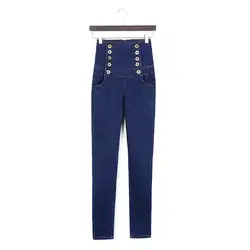 2018 модные Высокая Талия Для женщин узкие джинсовые брюки с дырками 4CV001-005 Повседневное стрейч женские зауженные джинсы леди Винтаж
