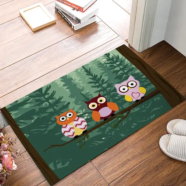 Funny Forest Owl Door Mats Kitchen Floor Bath Entrance Rug Mat Forest Owl Door Mats Kitchen Floor Bath