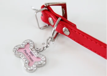 

S Size Stainless Steel Pet Cat Dog ID Tags Customized Personalized Bone Shaped Dog Tag Pink