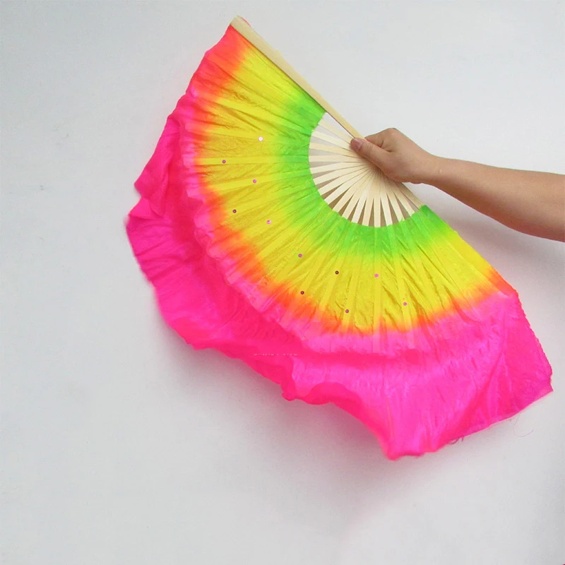 

Chinese Dance Fan Double-sided Hand Fans Folding Home Decoration Crafts Party Wedding Dance Multicolour Fan Art 45cm