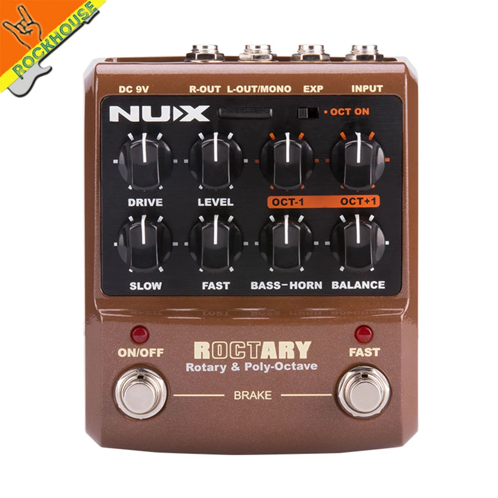 Latest NUX Roctary Force Guitar Rotary Speaker Cabinet Simulator Pedal Octave Guitar Effects Pedal 2in1 Stompbox