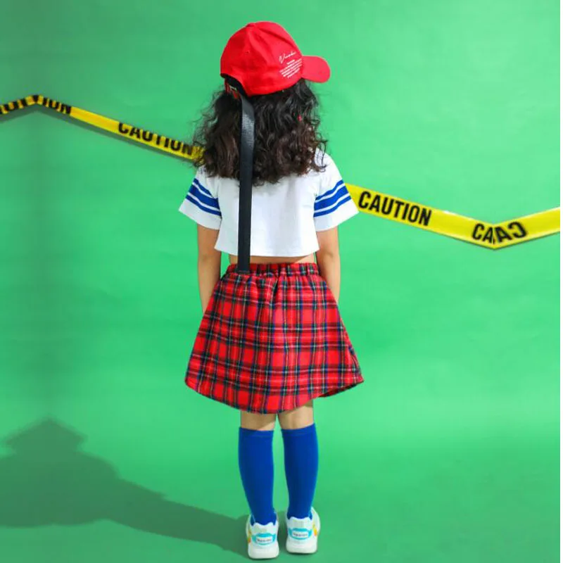 Kids Ballroom Sweatshirt Skirt dancing Stage wear Outfits Girls Cheerleader Modern Jazz Hip Hop dance wear Clothing Suit