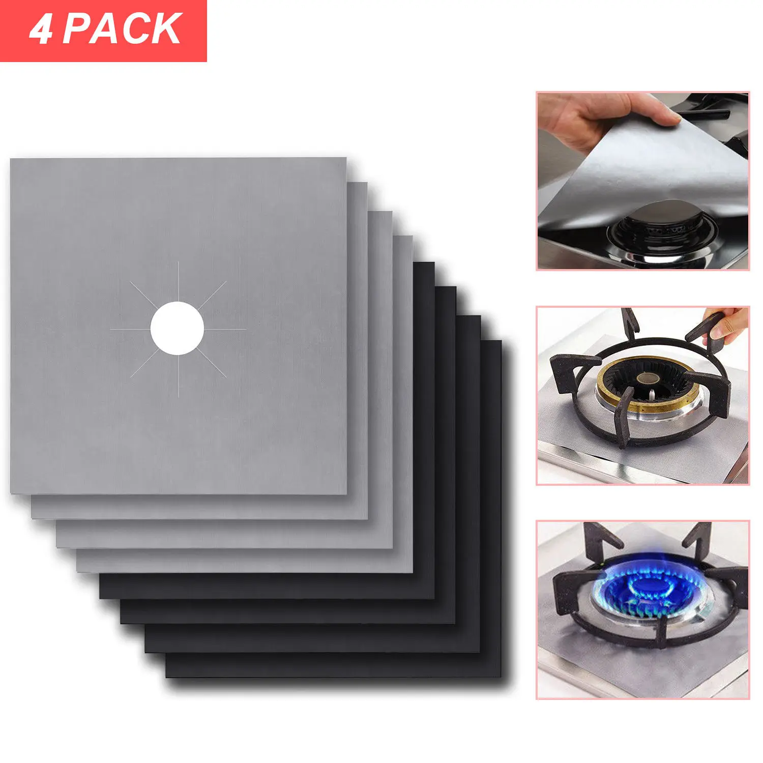 

4PCS Reusable Gas Range Stove Top Burner Protector Liner Cover Oil Protector Gas Hob stove face protection pad For Cleaning tool