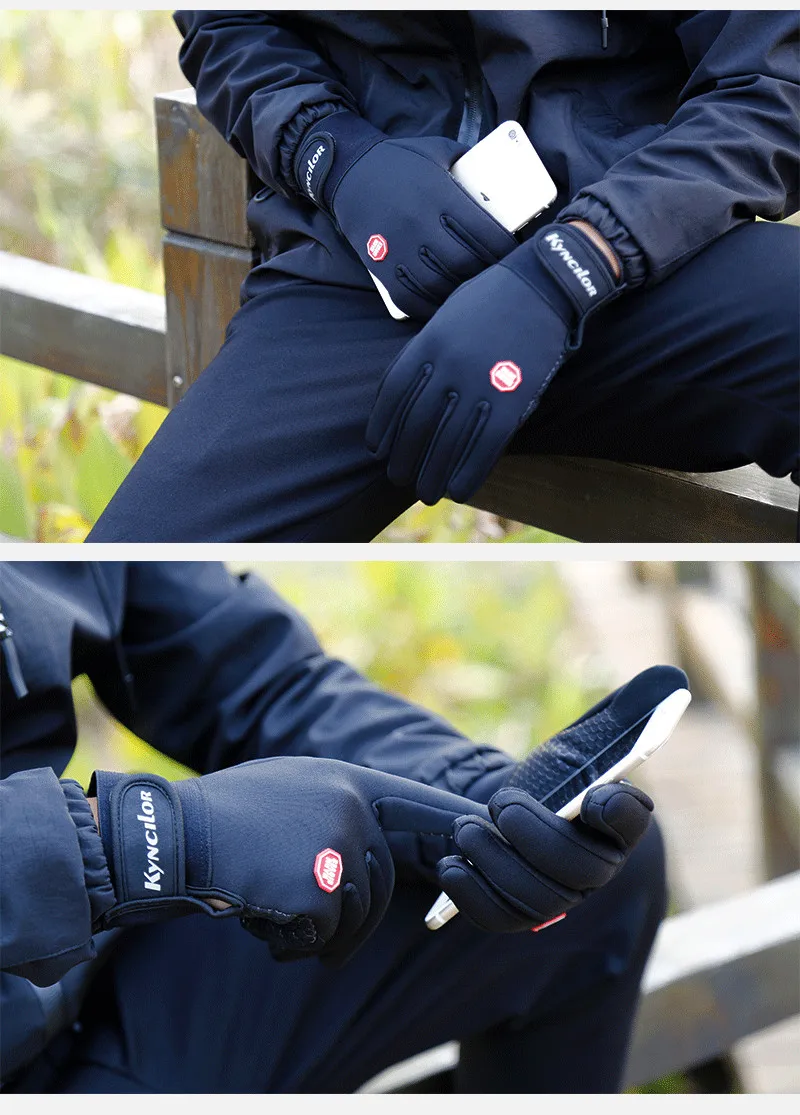 Зимние уличные спортивные перчатки для верховой езды ветрозащитные непромокаемые теплые Светоотражающие Нескользящие лыжные перчатки с сенсорным экраном