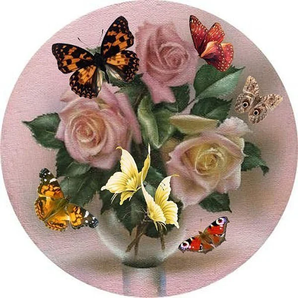 DIY 5D Diamond Embroidery mosaic flowers rose Painting of Rhinestone Crafts Full round Diamond painting Cross Stitch butterflys