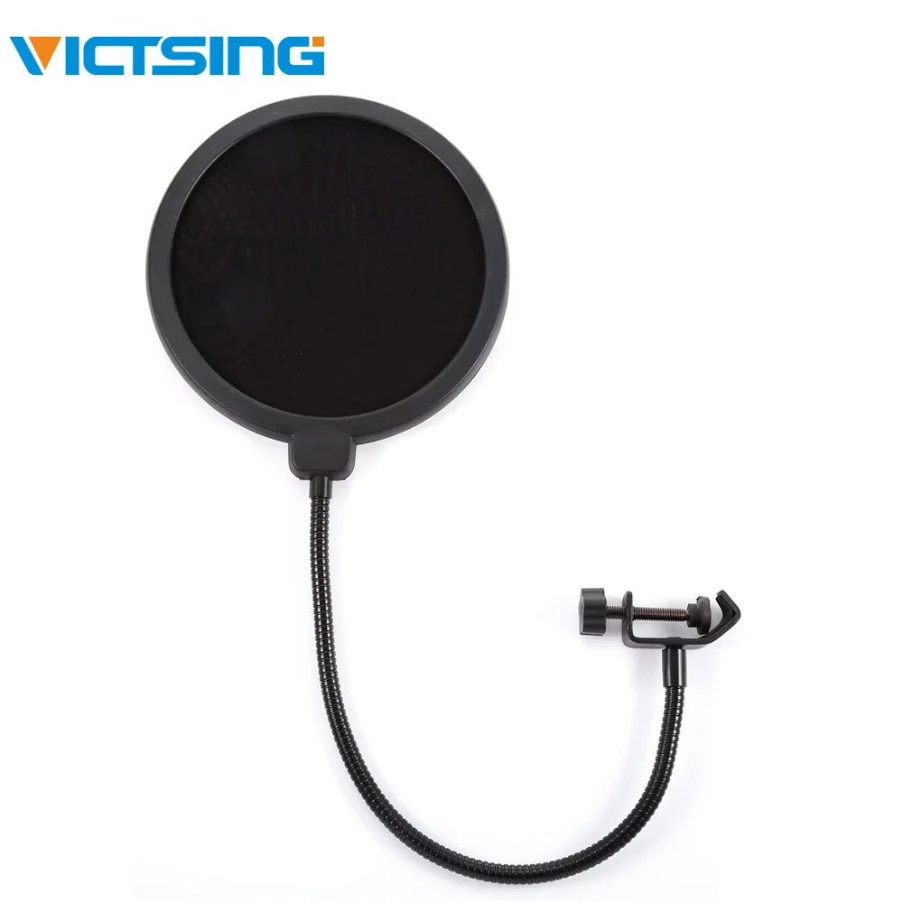 

Professional MPF-6 6-Inch Clamp On Microphone Pop Filter Bilayer Recording Spray Guard Double Mesh Screen Windscreen Studio