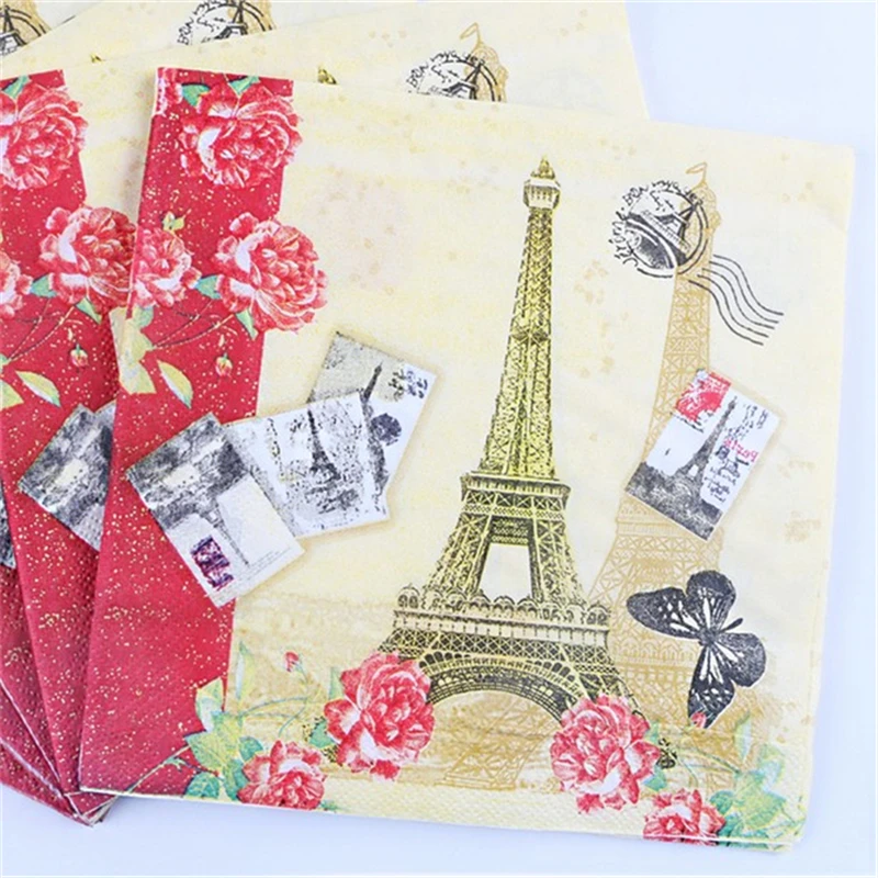

Free Shipping Casamento Wedding Decoupage Flower Paper Napkins100Pcs For Birthday Decoration For Home Party Supplies