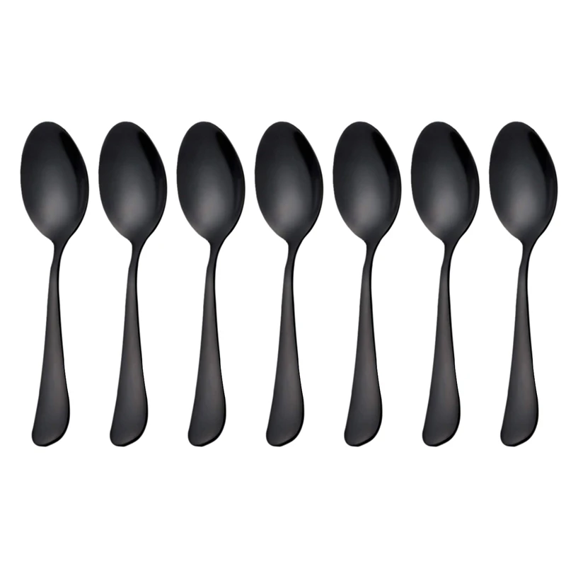

Practical Boutique Black teaspoons teaspoons, Mini stainless steel cake spoons, scoop for ice cream , small teaspoons for dess