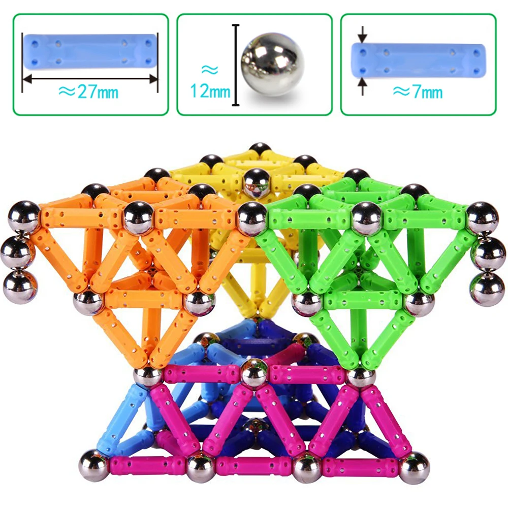 268 шт. магнитные строительные блоки магнитные стержни металлические шары Магнитный строительный Набор Развивающие игрушки для детей Подарки