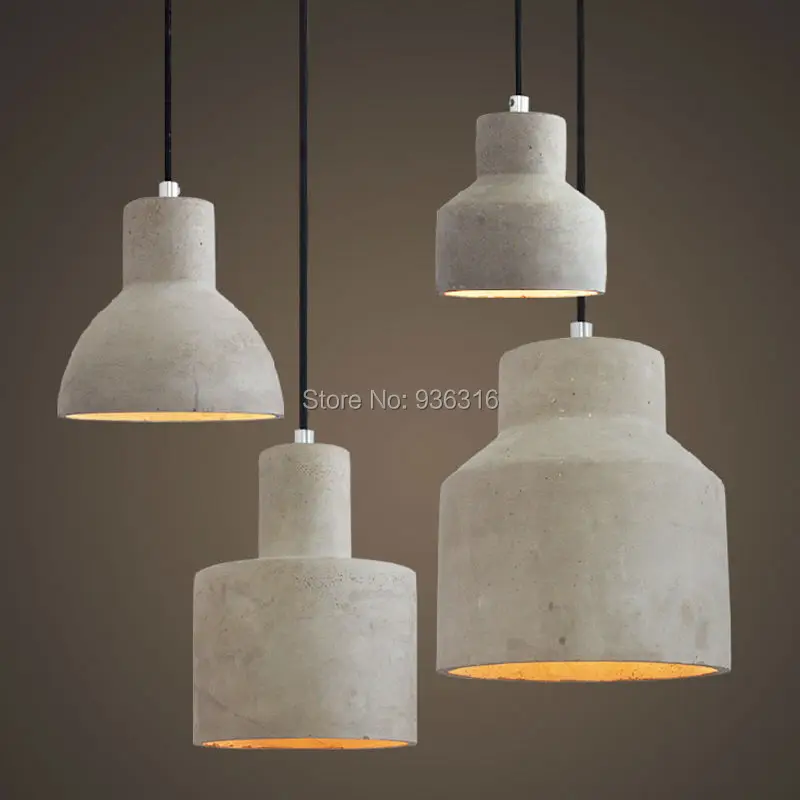 Industrial indoor cement pendant light loft vintage font b concrete b font hanging font b lamp