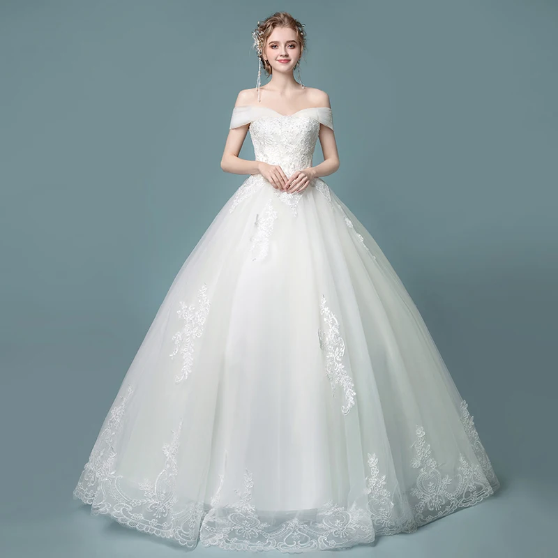 

Ball Gown Boat Neck Fashion Prinecess Wedding Dresses 2019 New Bridal Dress China Bridal Gowns Plus Size Custom Made