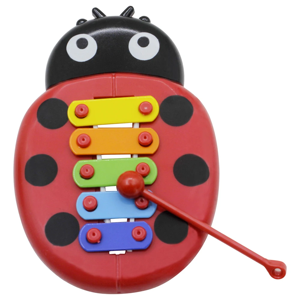 Красочные 5 тонов ксилофон Glockenspiel для детей мультфильм божья коровка форма с