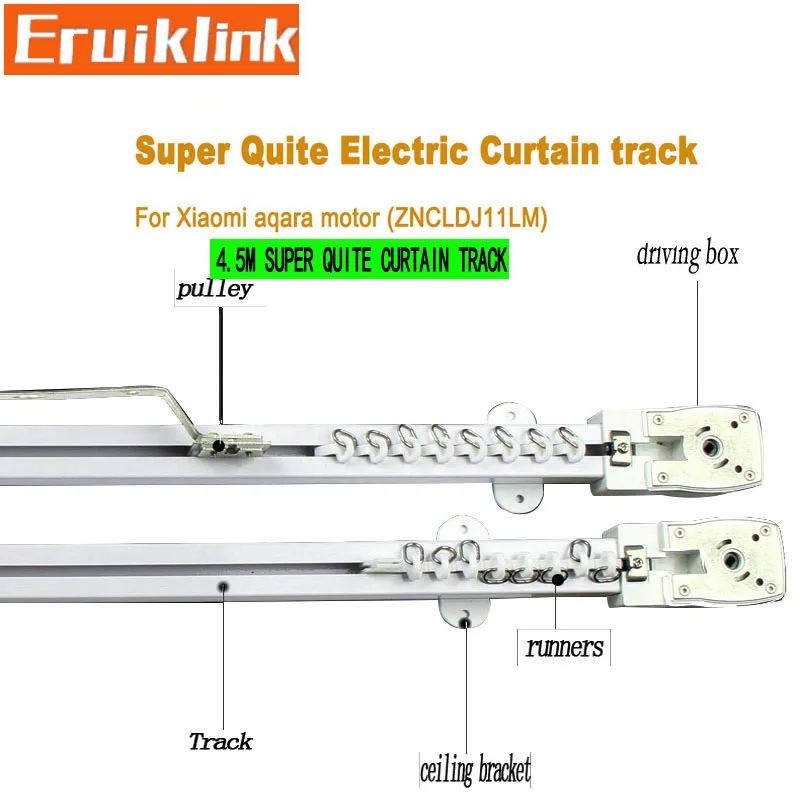 

4.5M Quality Automatic Electric Curtain Track for Xiaomi aqara/Dooya KT82/DT82 motorr,Super quite Curtain track for Smart Home